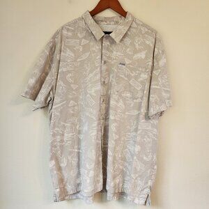 Columbia PFG Shirt Mens Short Sleeve Button Up XL Fishing Print Vent Mesh Pocket